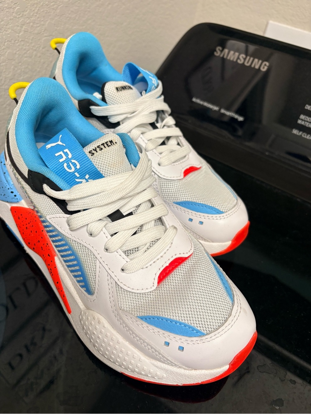 Puma Kids White, Blue & orange Athletic Sneakers